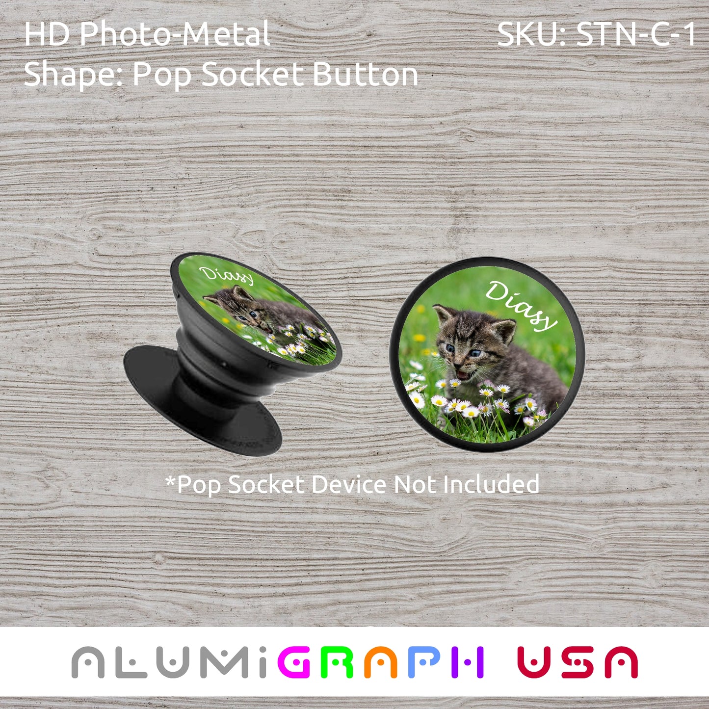 Novelty Photo-Metal Pop Socket Button