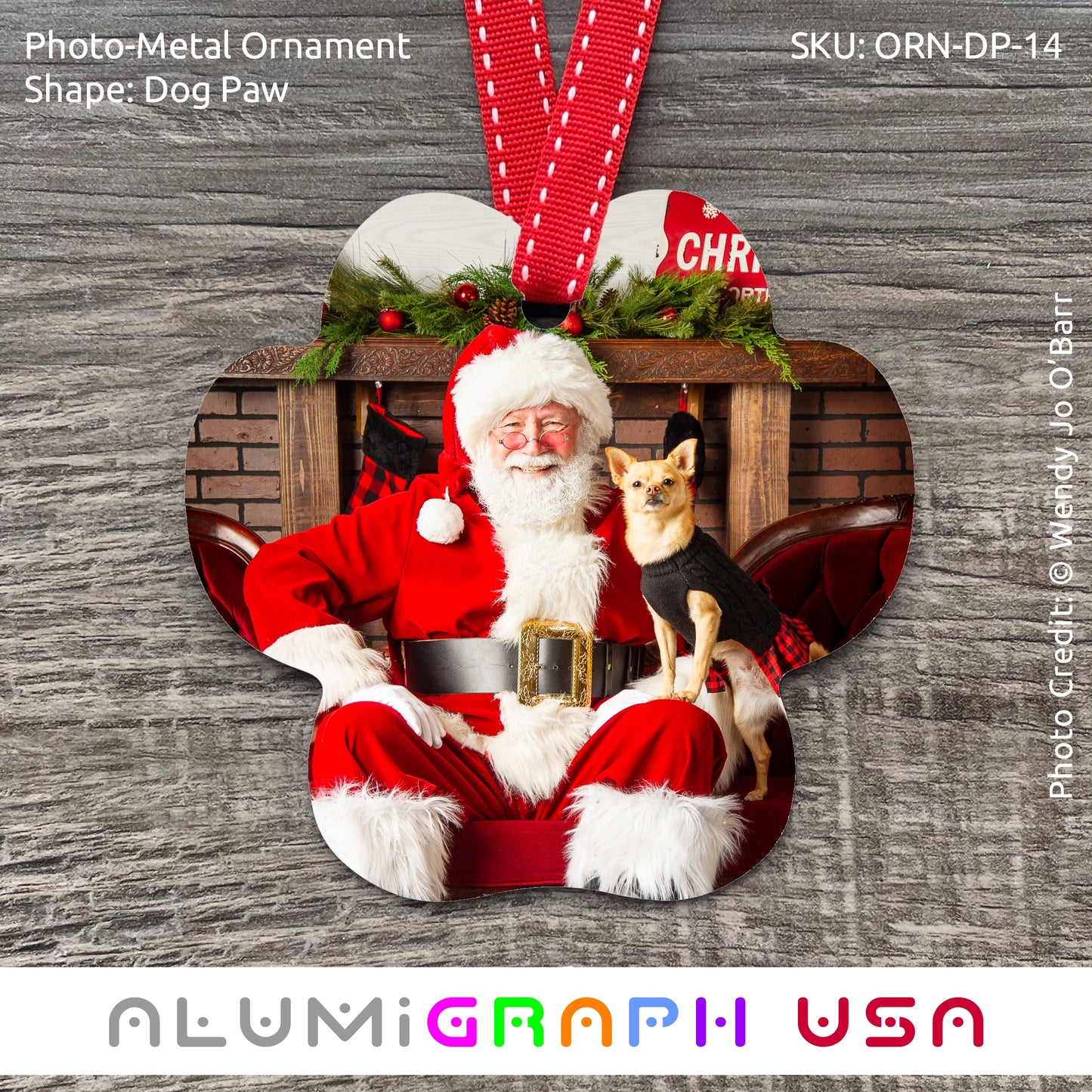 Dog Paw Photo-Metal Ornament