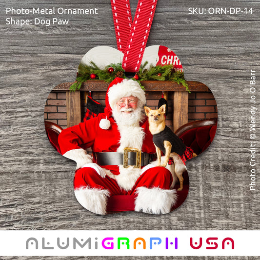 Dog Paw Photo-Metal Ornament