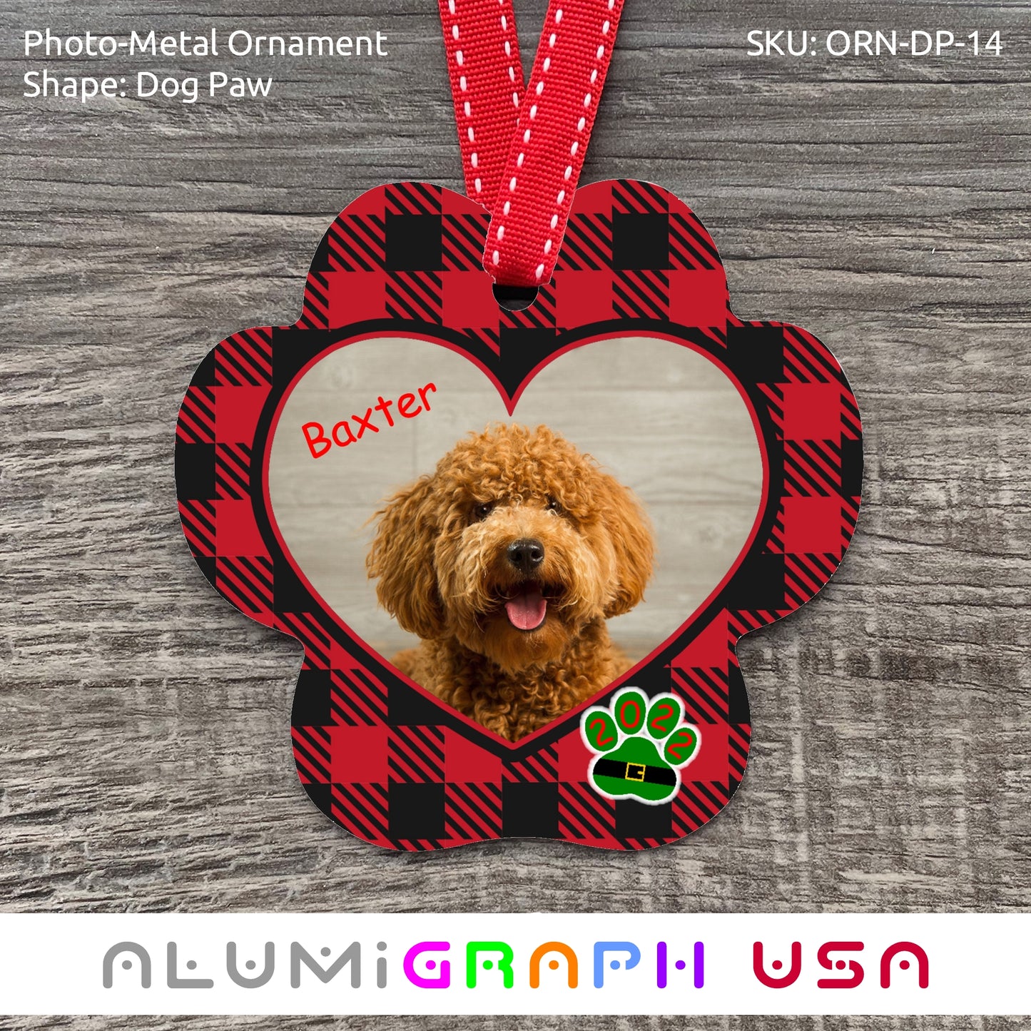 Dog Paw Photo-Metal Ornament