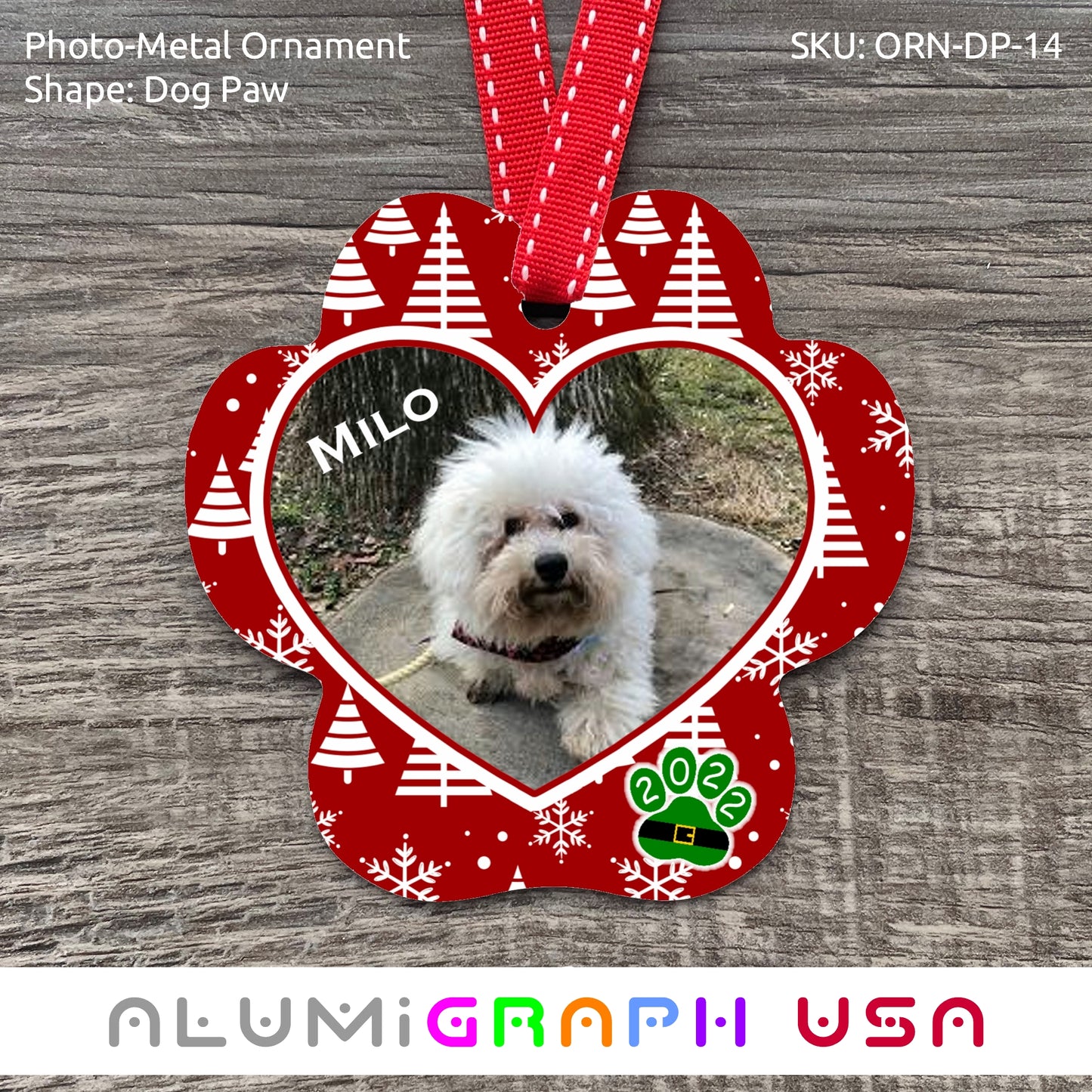 Dog Paw Photo-Metal Ornament