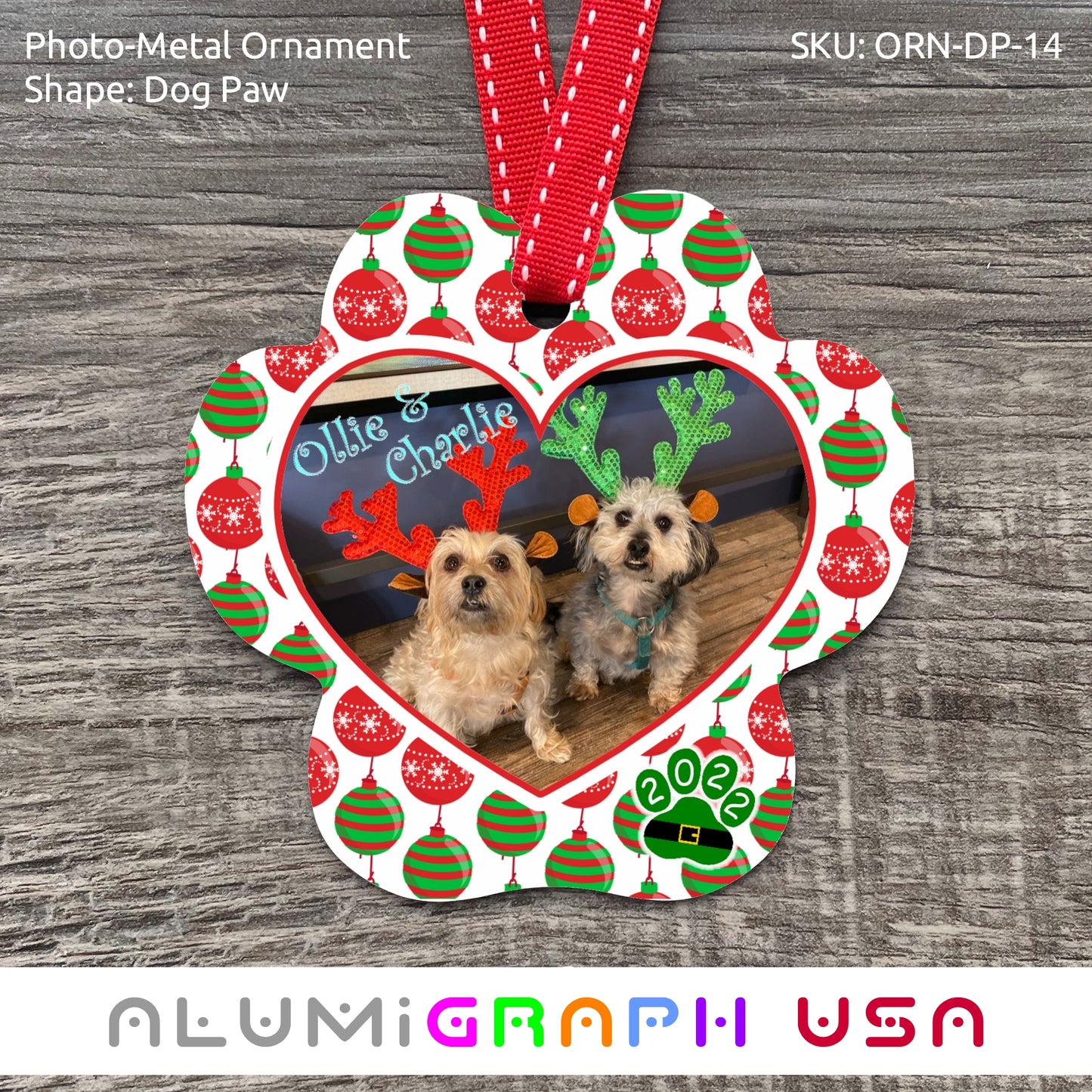 Dog Paw Photo-Metal Ornament