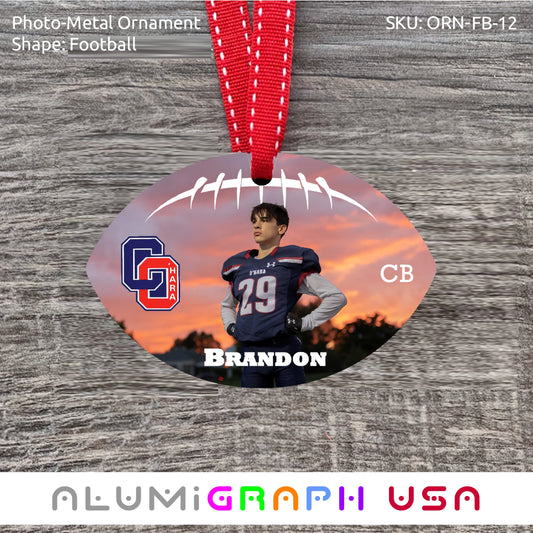 Football Photo-Metal Ornament