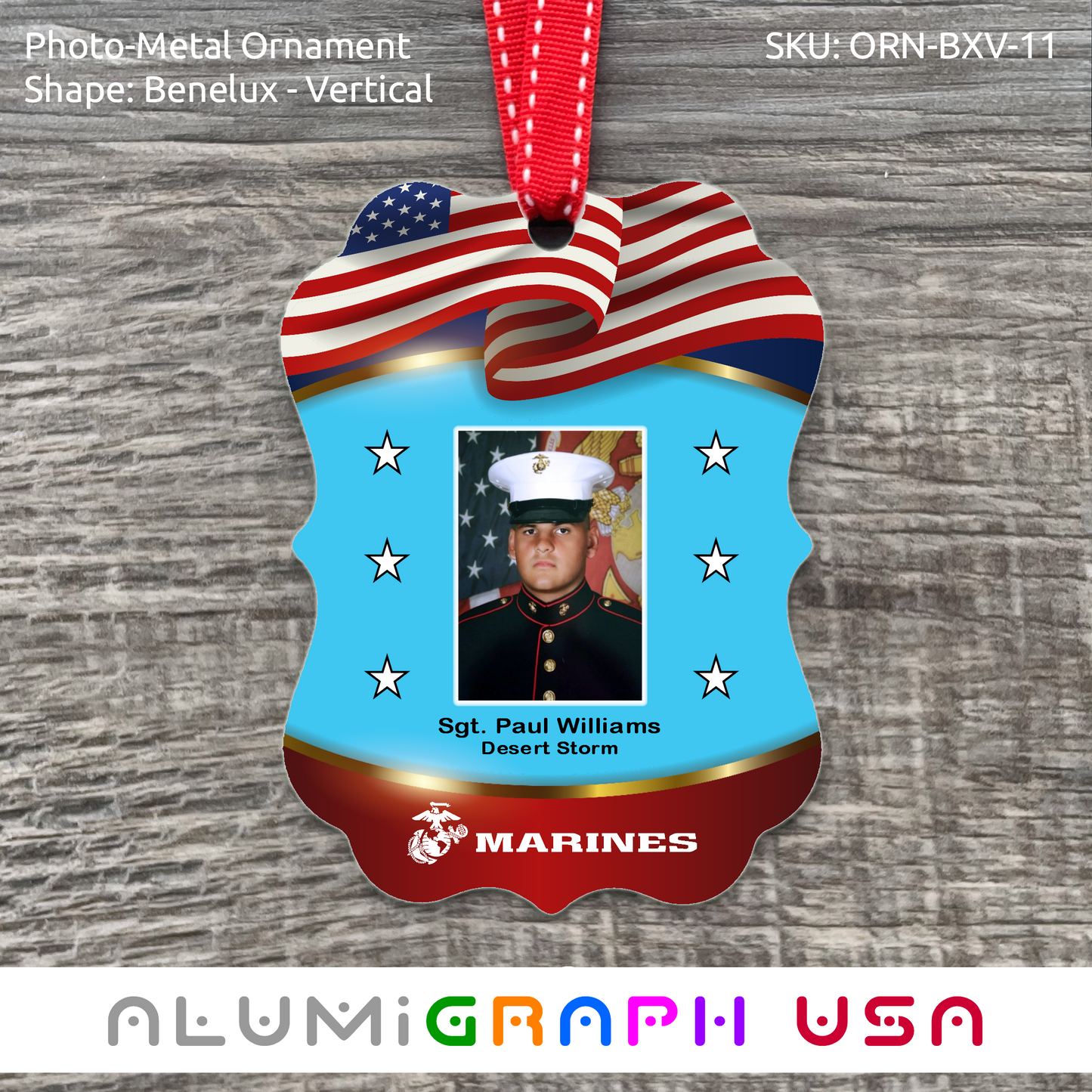 Benelux - Vertical Photo-Metal Ornament