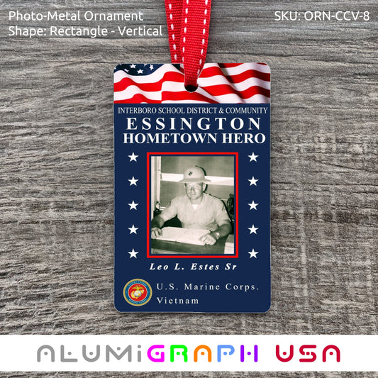 Rectangle - Vertical Photo-Metal Ornament