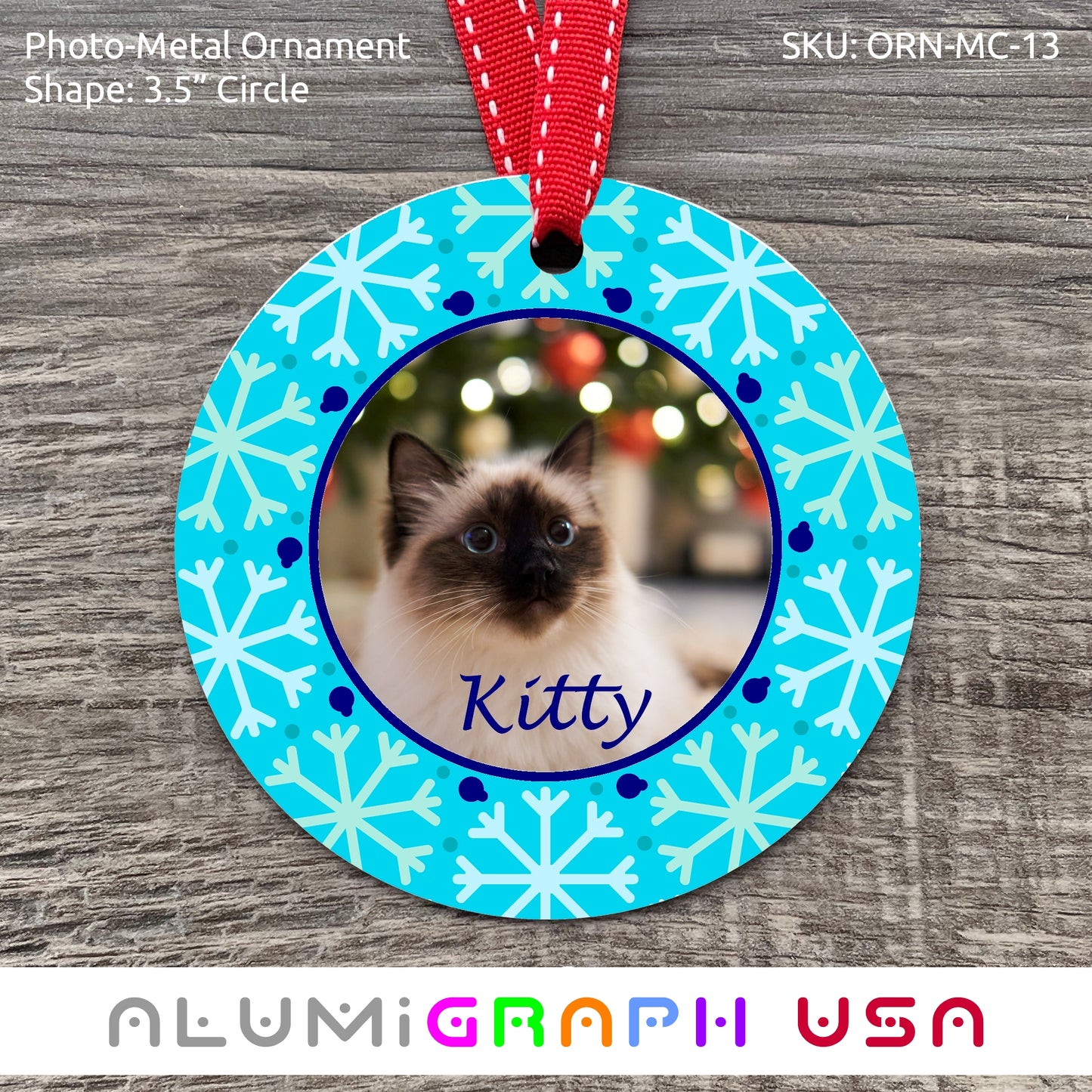 3.5" Circle Photo-Metal Ornament
