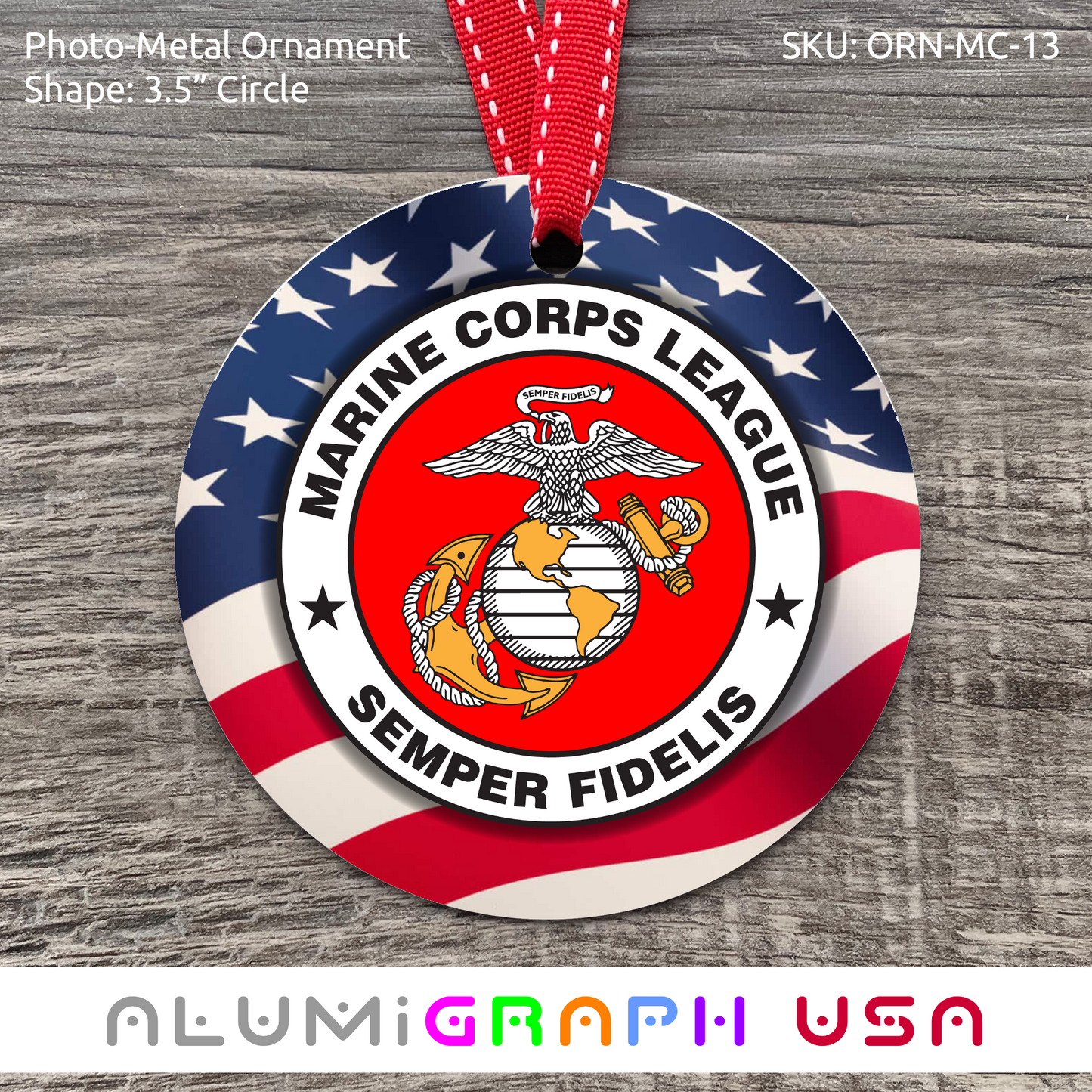 3.5" Circle Photo-Metal Ornament