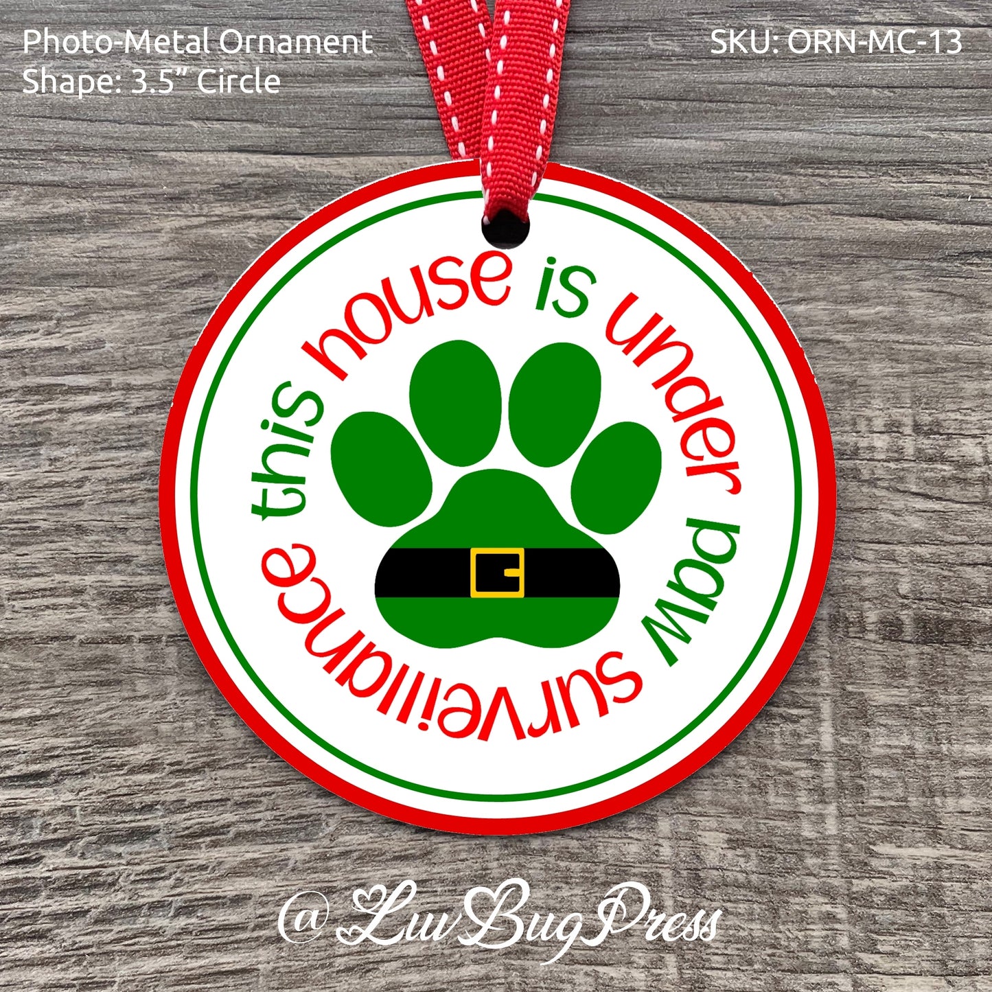 3.5" Circle Photo-Metal Ornament