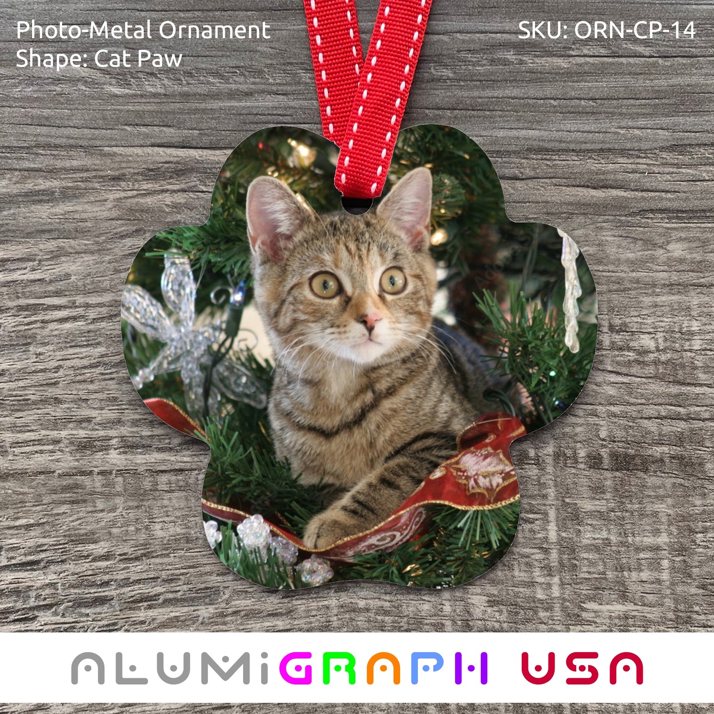 Cat Paw Photo-Metal Ornament