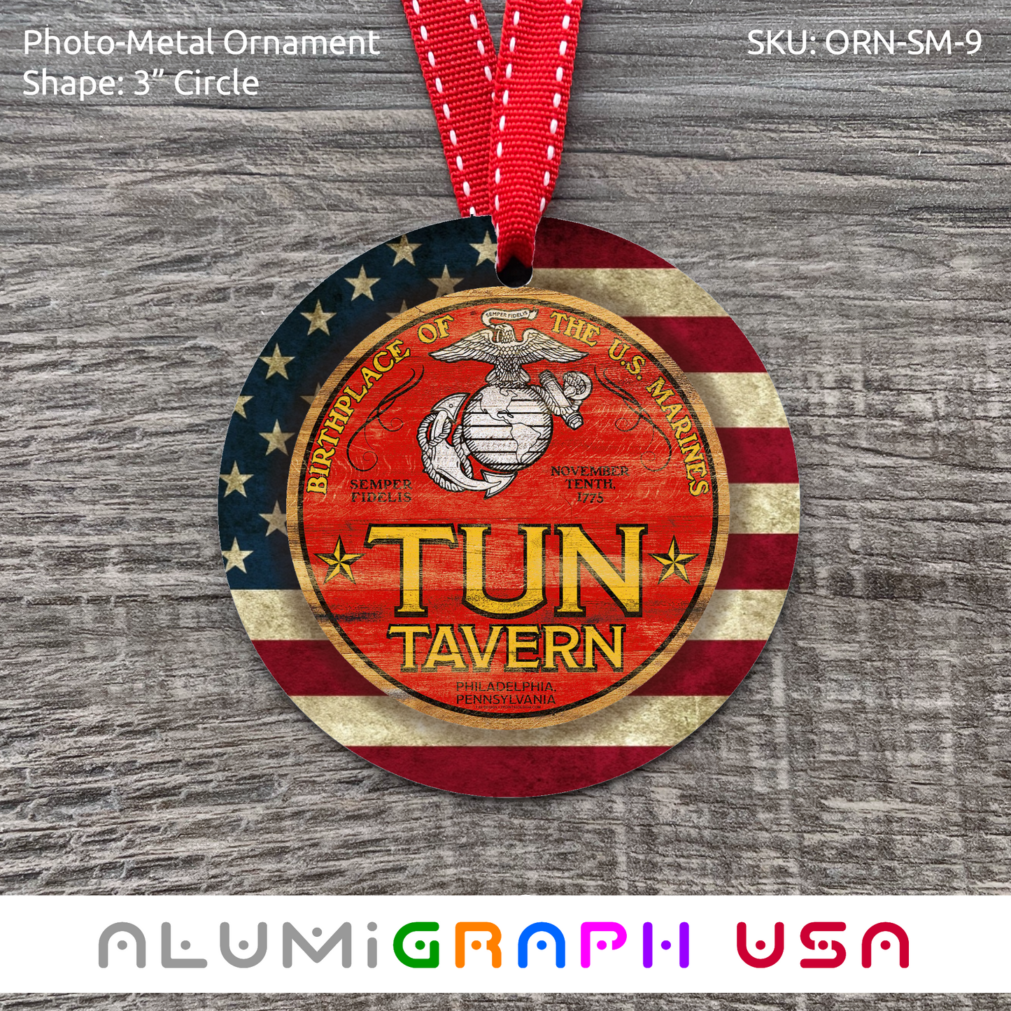 3" Circle Photo-Metal Ornament